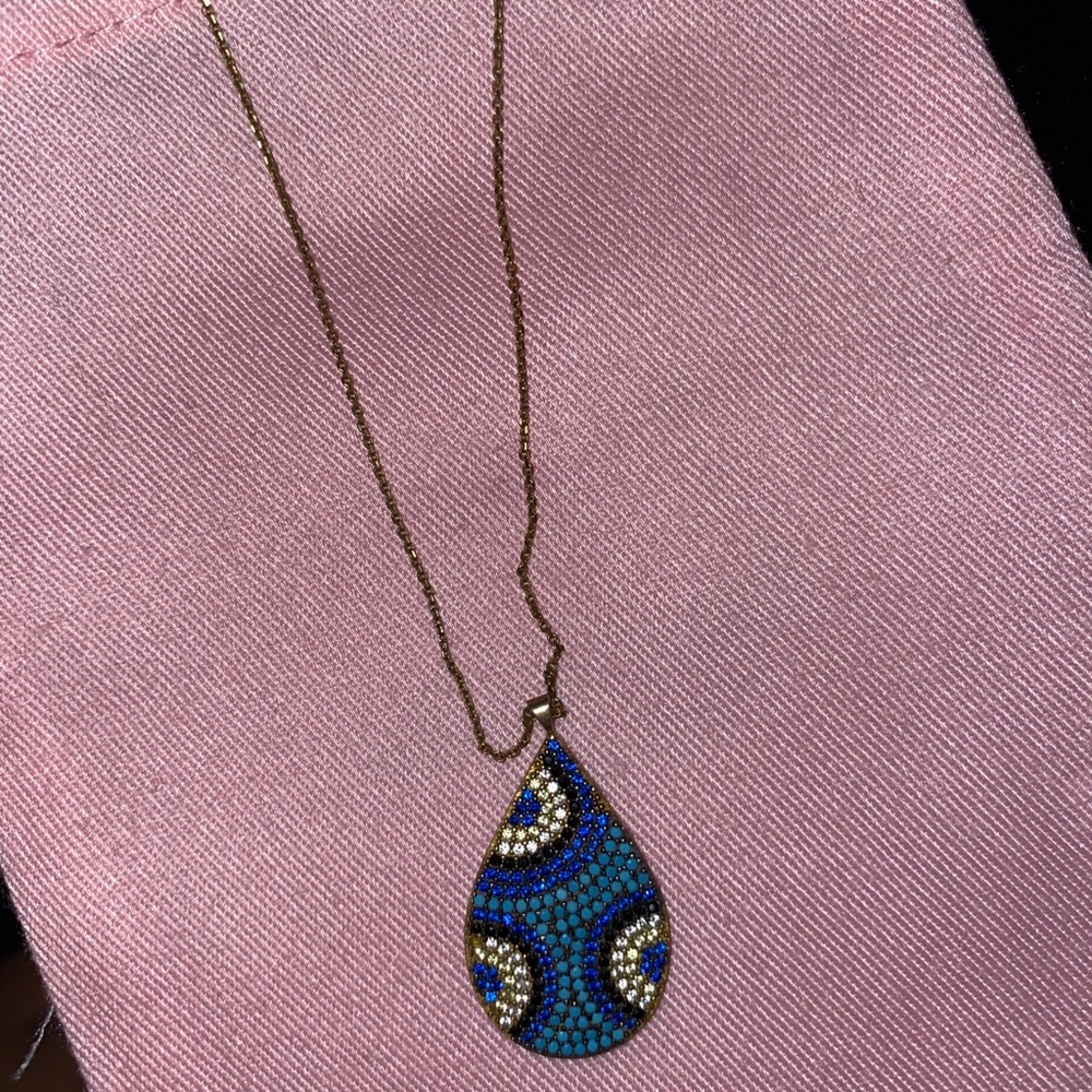 Womens tear drop evil eye necklace